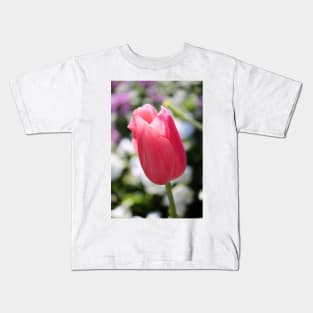 One Soft Pink Tulip Kids T-Shirt